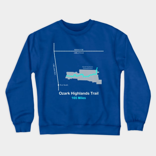 Route Map of the Ozark Highlands Trail Crewneck Sweatshirt by numpdog